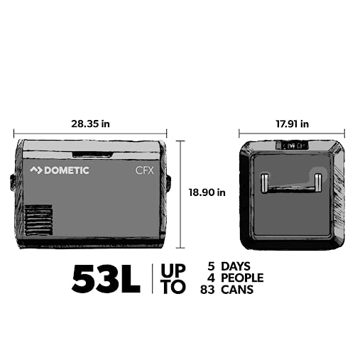 Dometic CFX3 55-Liter Portable Refrigerator and Freezer with ICE Maker, Powered by AC/DC or Solar